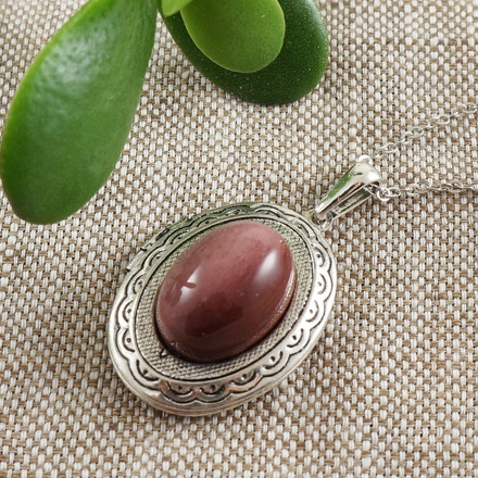 Медальон овальный Яшма мукаит antique silver