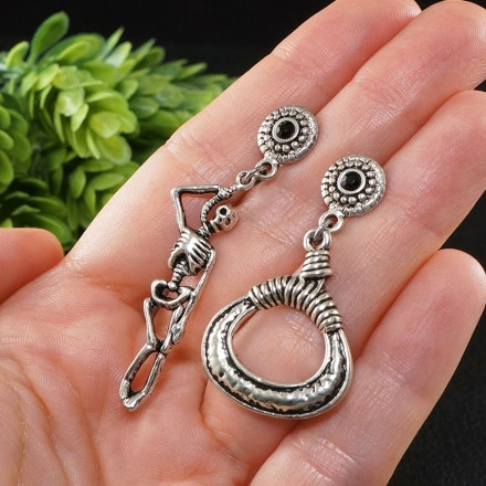 Серьги Скелет Висельник Повешенный Петля