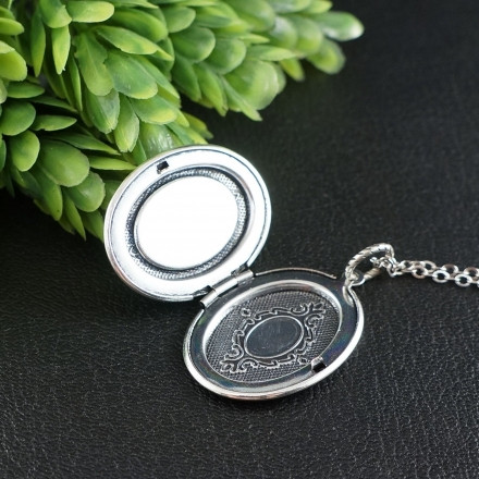Медальон овальный Лазурит синий №2 antique silver