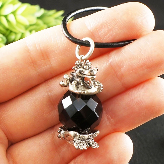 Кулон Подвеска Дракон Дракончик Черный Чешское Стекло antique silver