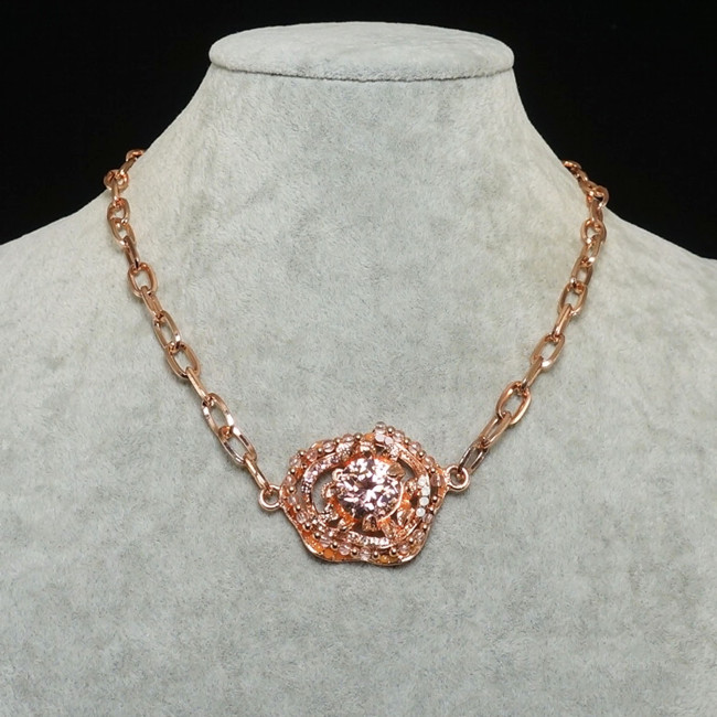 Колье с Кристаллами Сваровски Swarovski Розовое Медное