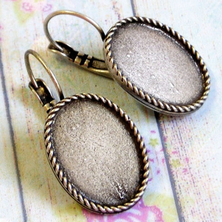 Основа для сережек Косичка 13х18мм, античное серебро