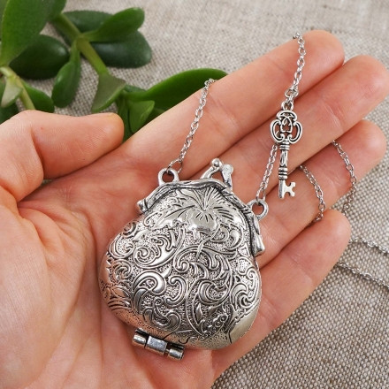 Подвеска Сумочка Кошелек Медальон с секретом silver