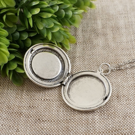 Медальон Аметист светлый круглый antique silver №4
