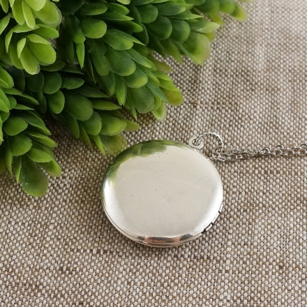 Медальон Перламутр Гелиотис круглый antique silver №4