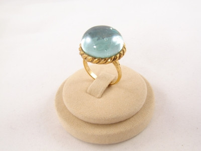Кольцо Голубое Стекло круглое