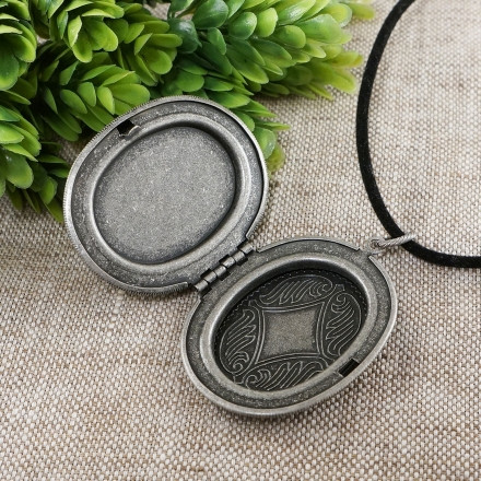 Медальон Камея Кот и Кошка влюбленные silver