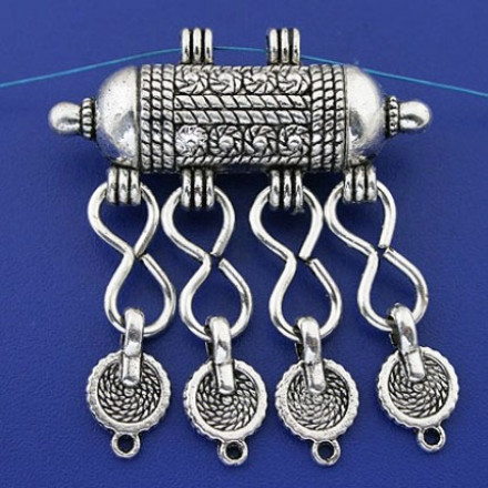Коннектор Цилиндр 2+4 петли, античное серебро (1шт)