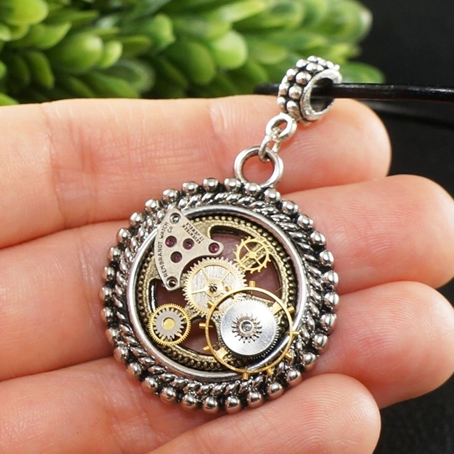 Кулон Подвеска Стимпанк Steampunk №2 Шестеренки Часовой Механизм Круглый 