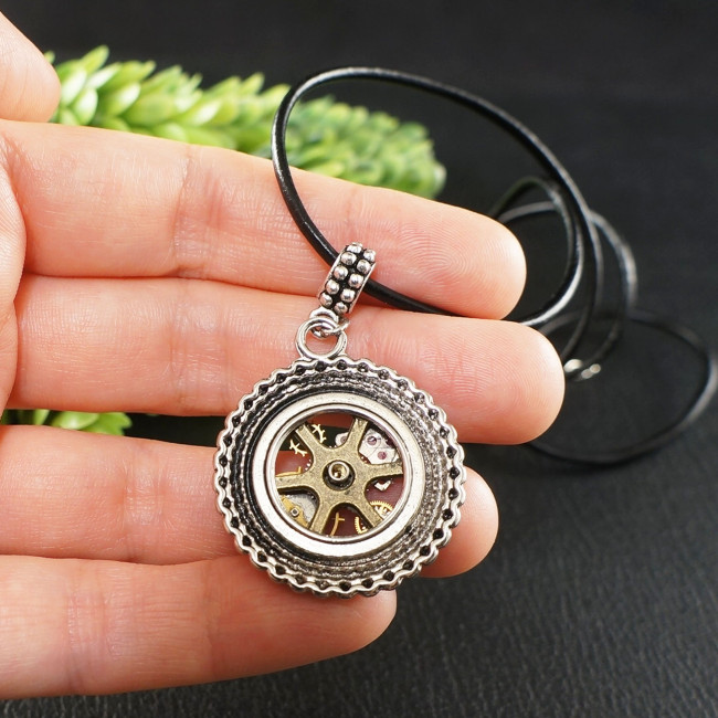 Кулон Подвеска Стимпанк Steampunk №2 Шестеренки Часовой Механизм Круглый 