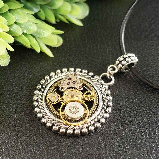 Кулон Подвеска Стимпанк Steampunk №2 Шестеренки Часовой Механизм Круглый 