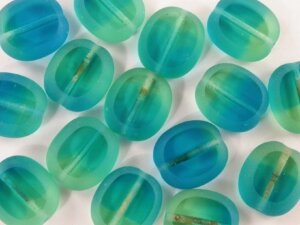 Бусина Бирюзово-зеленая 14х12х5мм (1шт)