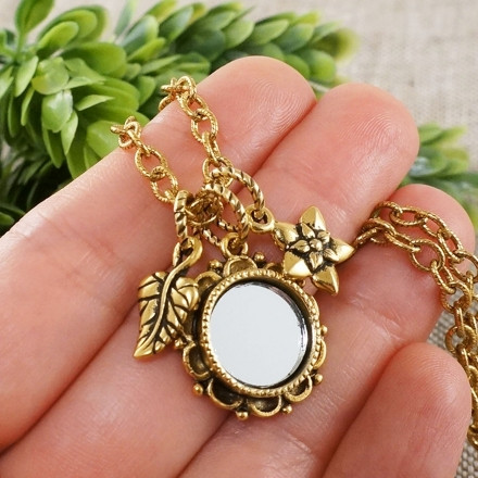 Подвеска Зеркало цветочное antique gold