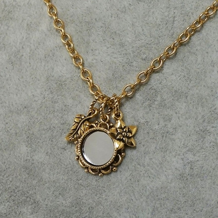 Подвеска Зеркало цветочное antique gold