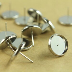 Основа для сережек пусеты гвоздики Круг 12мм silver (1 пара)