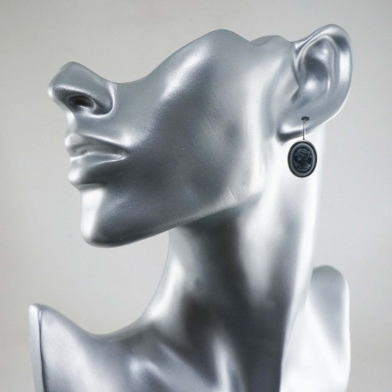 Комплект с Камеями Дамы серьги и кольцо Минимализм Silver