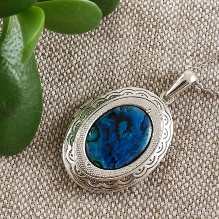 Медальон овальный Перламутр Гелиотис №3 antique silver