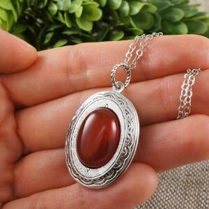 Медальон овальный Сердолик antique silver №2
