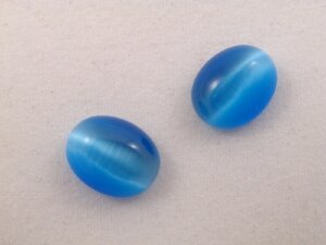 Кабошон Кошачий глаз, синий 8х10мм (1шт)