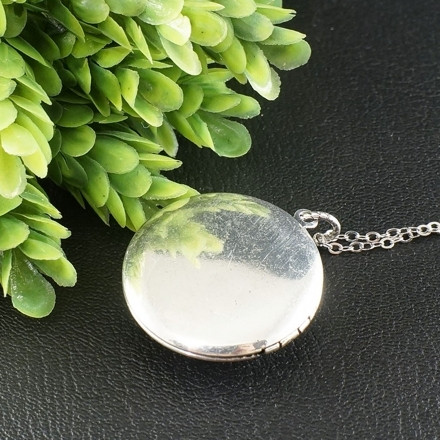 Медальон Кулон Аметист круглый Сиреневый Лавандовый antique silver №5